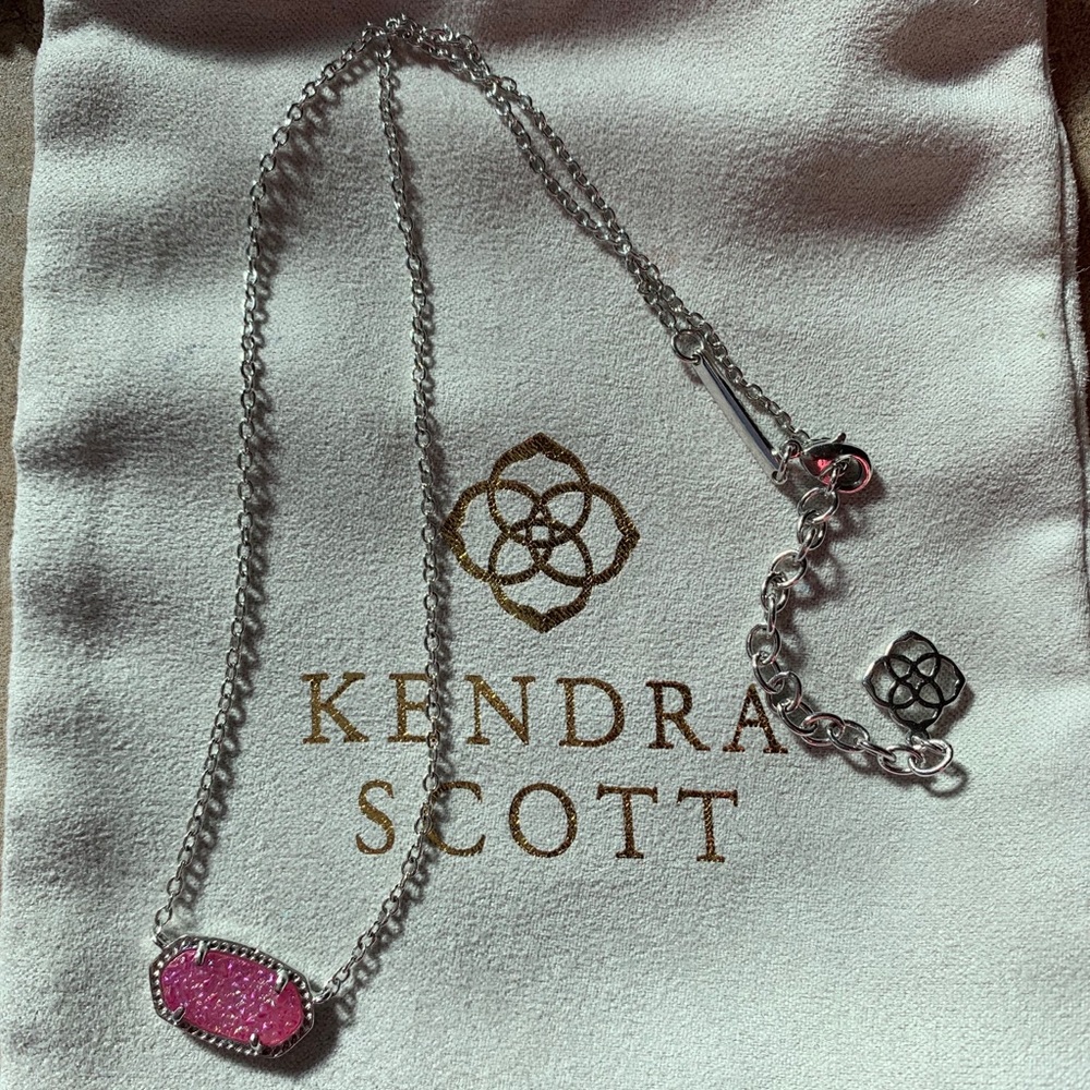 KS EUC CUSTOM Pink Drusy Silver Elisa Necklace